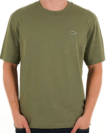 Lacoste – T-Shirt mit klassischer Passform, Khakigrün