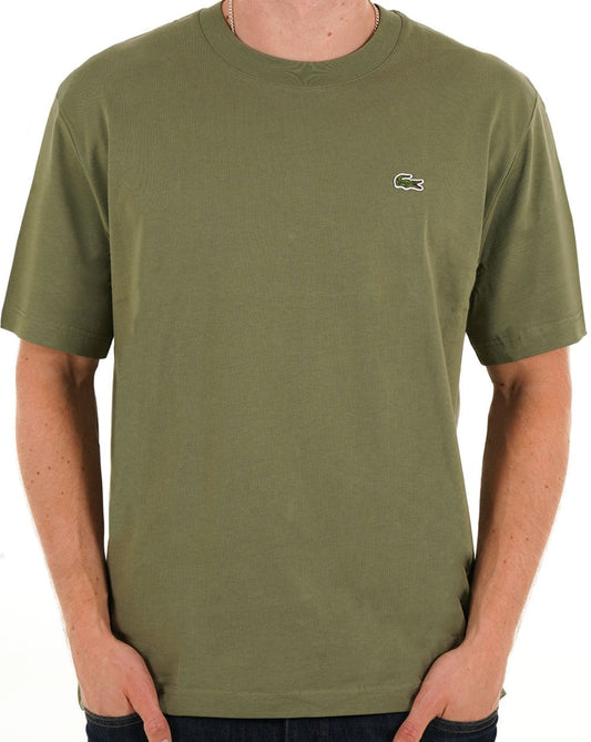 Lacoste – T-Shirt mit klassischer Passform, Khakigrün