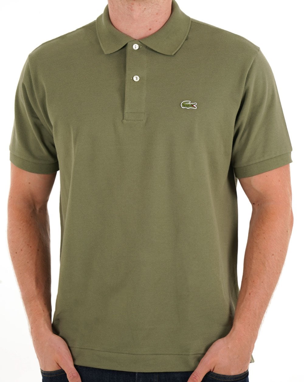 Lacoste – Klassisches Poloshirt in Khakigrün