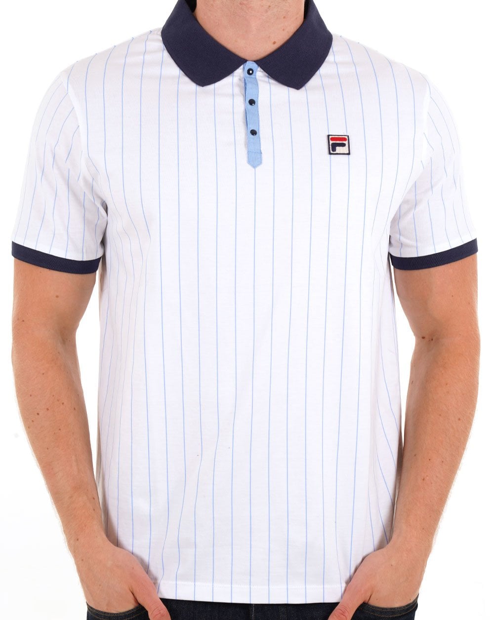 Fila Vintage BB1 ​​Poloshirt Weiß / Marineblau / Blau