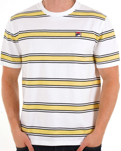 Fila Vintage Sanders Stripe T Shirt Gardenia / Gelb / Schwarz