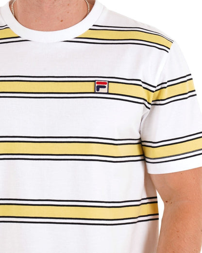 Fila Vintage Sanders Stripe T Shirt Gardenia / Gelb / Schwarz