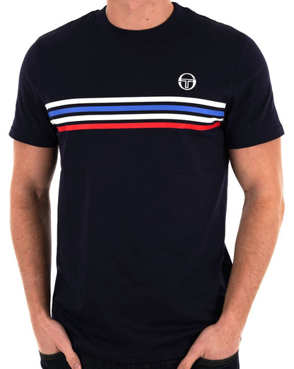 Sergio Tacchini T-Shirt mit Bruststreifen, Marineblau