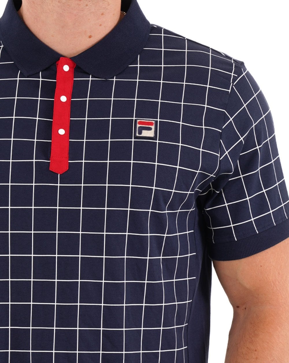 Fila Vintage Check Poloshirt Marineblau/Weiß