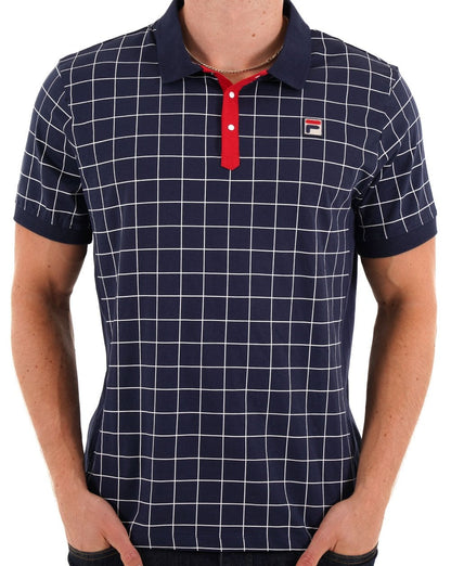 Fila Vintage Check Poloshirt Marineblau/Weiß