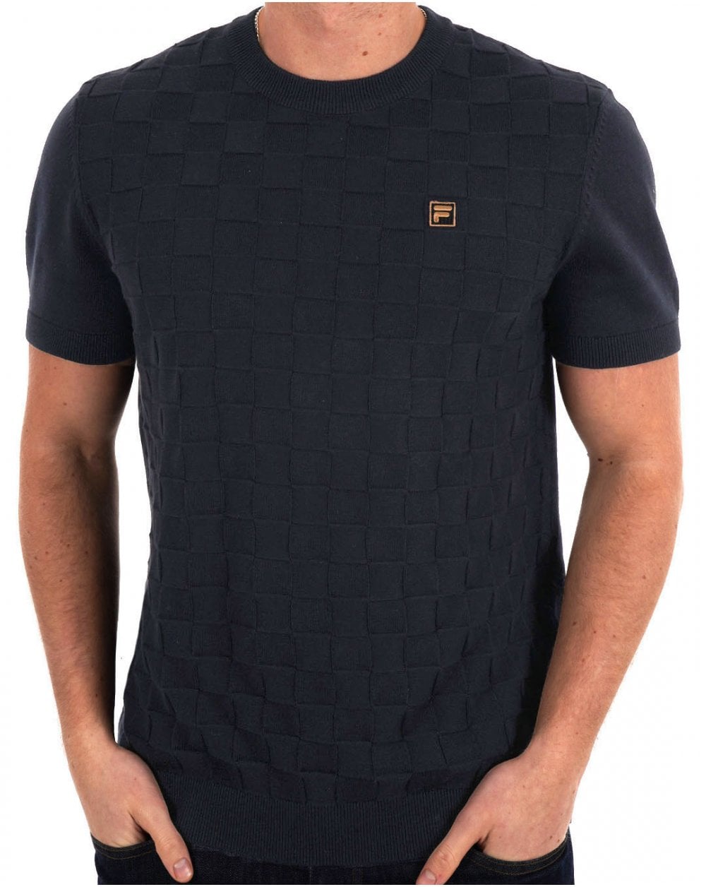 Fila Gold Campbell Square Strick-T-Shirt Schwarz