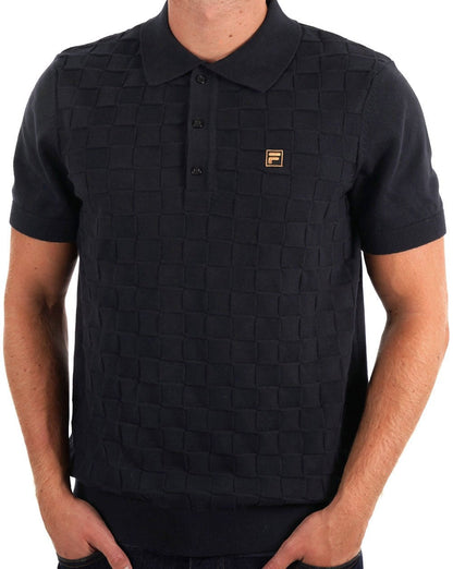 Fila Gold Square Strick-Poloshirt Schwarz