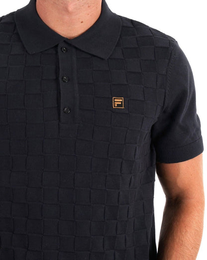 Fila Gold Square Strick-Poloshirt Schwarz