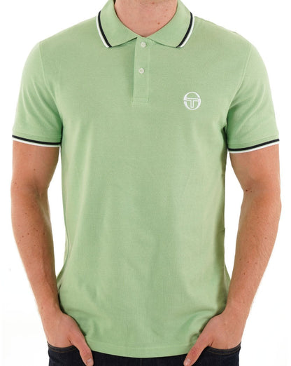Sergio Tacchini Poloshirt mit Streifen Grün/Weiß