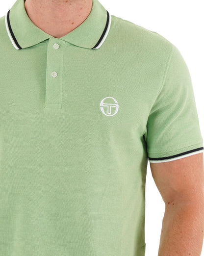 Sergio Tacchini Poloshirt mit Streifen Grün/Weiß