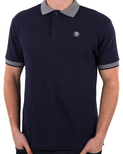 Trojan – Poloshirt mit Kontraststruktur in Marineblau