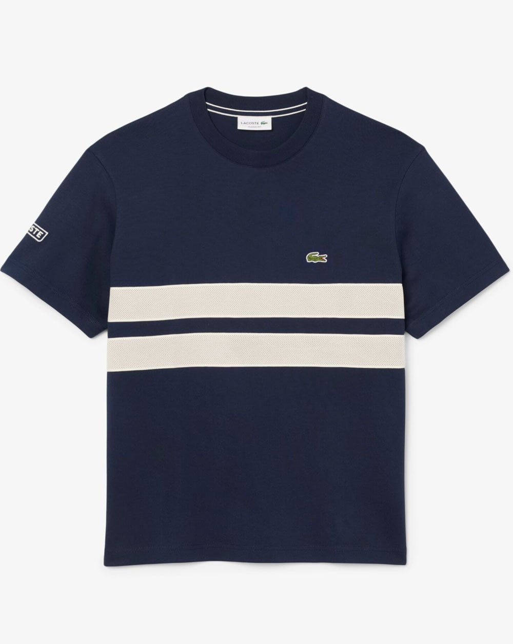 Lacoste – Heavy Jersey Mesh Band T-Shirt, Marineblau