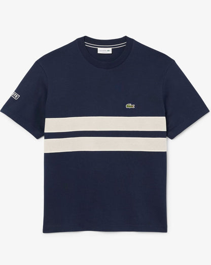 Lacoste – Heavy Jersey Mesh Band T-Shirt, Marineblau