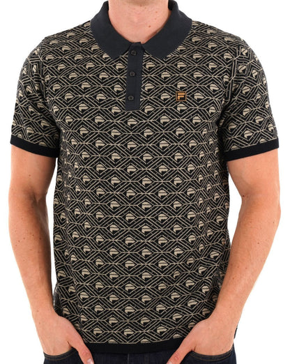 Fila Gold Pattern Strickpolo Schwarzer Stein