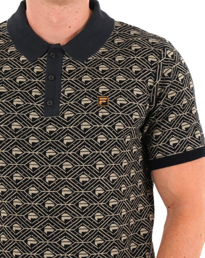Fila Gold Pattern Strickpolo Schwarzer Stein