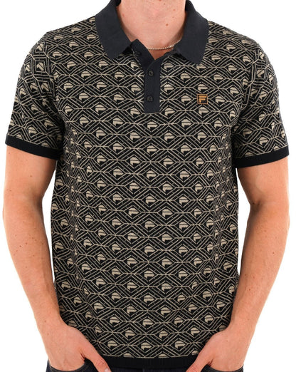 Fila Gold Pattern Strickpolo Schwarzer Stein