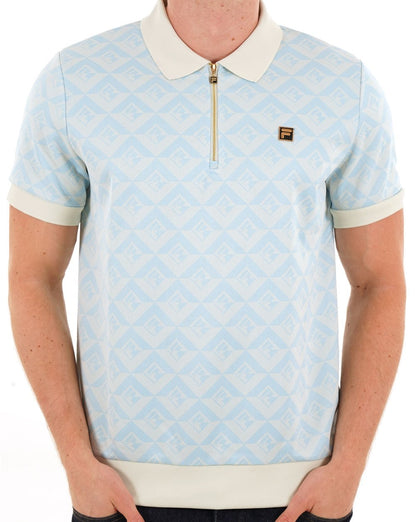 Fila Gold Axel Jacquard Zip Polo Blau