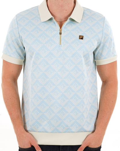 Fila Gold Axel Jacquard Zip Polo Blau