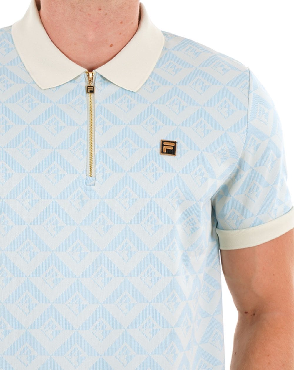 Fila Gold Axel Jacquard Zip Polo Blue