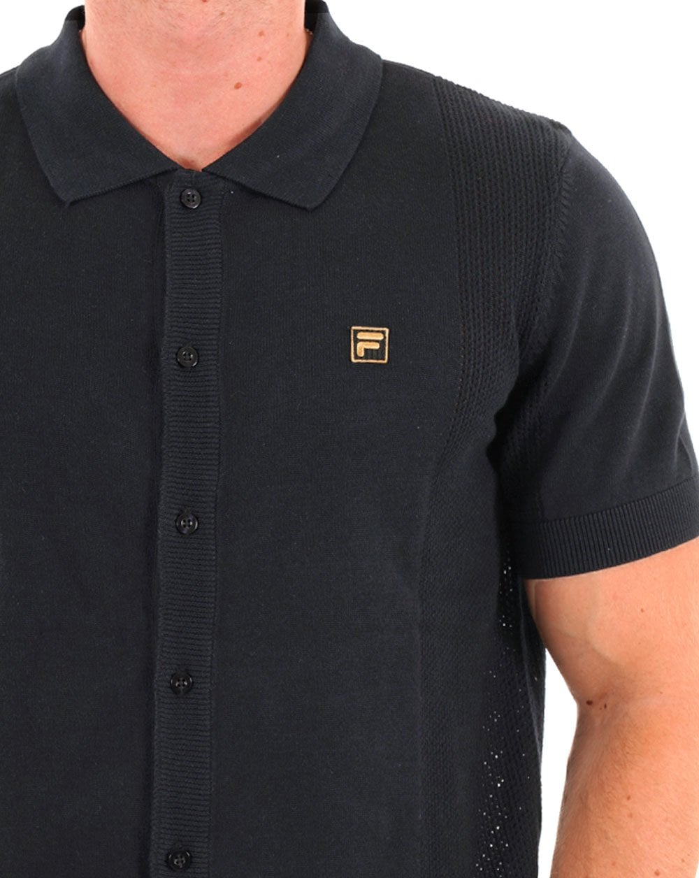 Fila Gold Pointelle Strickhemd Schwarz