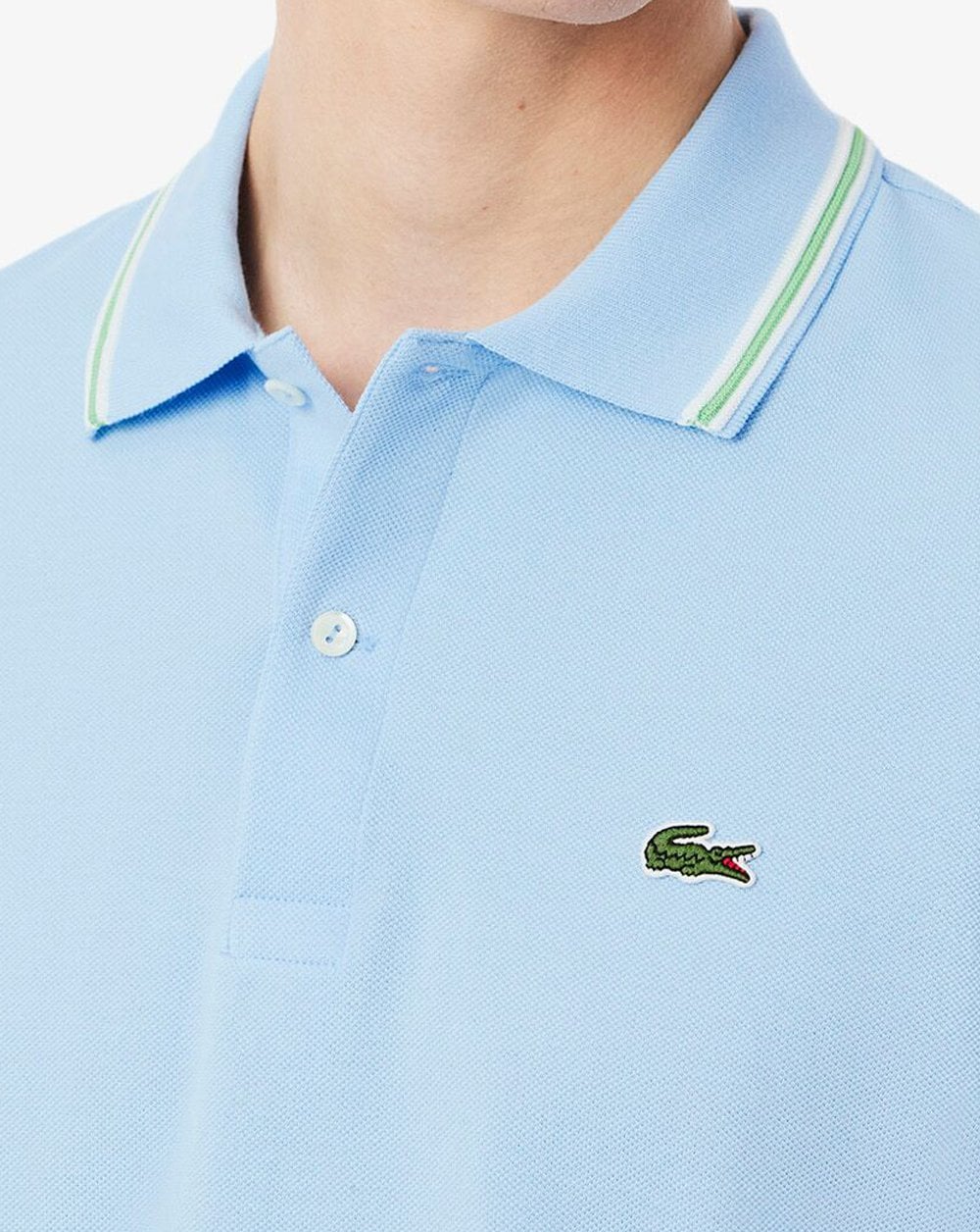 Lacoste – Poloshirt mit Streifen in Himmelblau