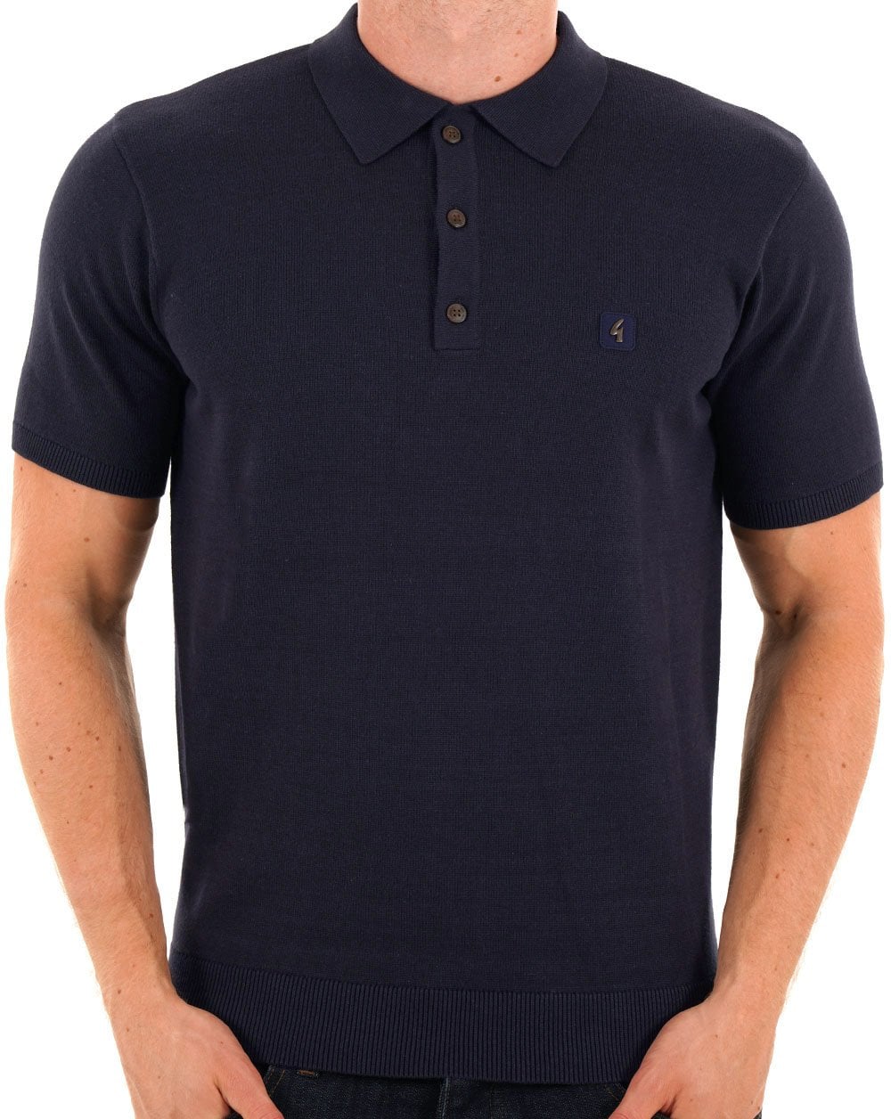 Gabicci Vintage Strick-Poloshirt Marineblau