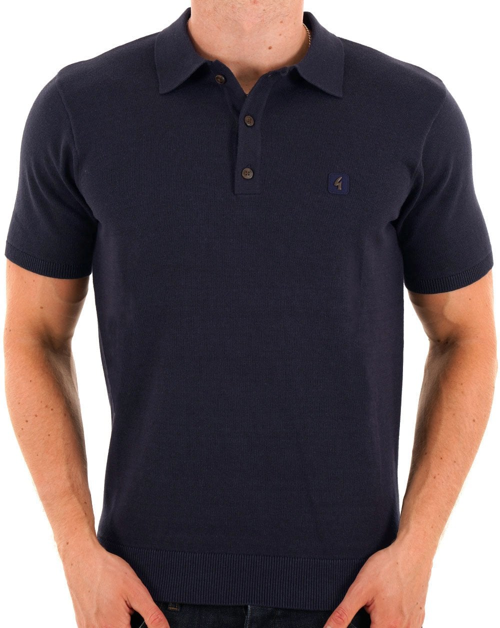 Gabicci Vintage Strick-Poloshirt Marineblau