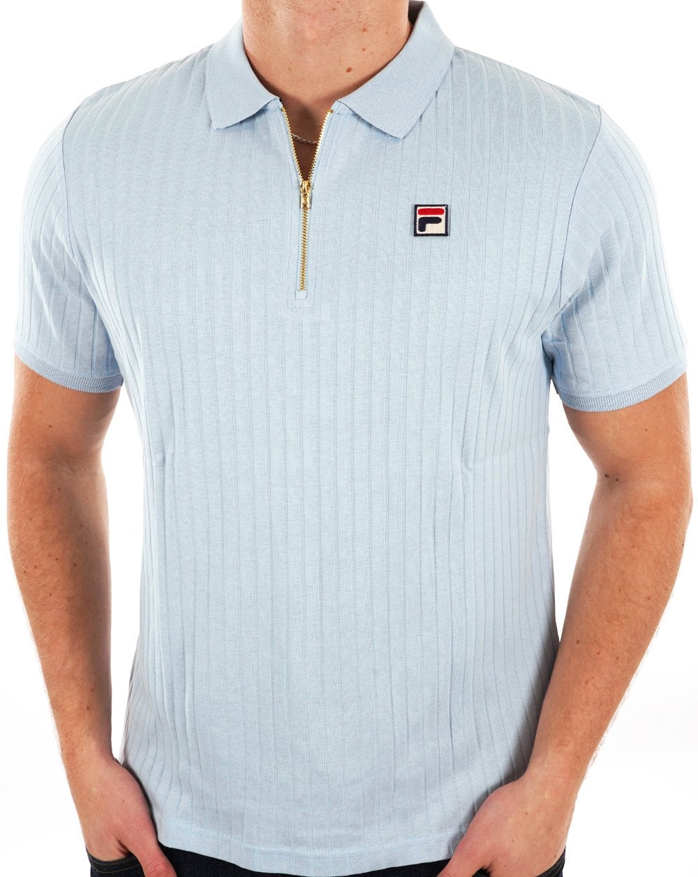 Fila Vintage Zip Polo Himmelblau