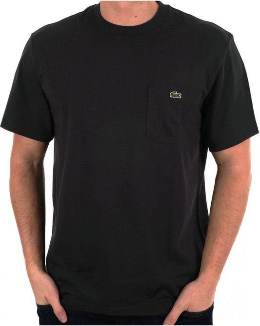 Lacoste – T-Shirt mit Tasche in Schwarz