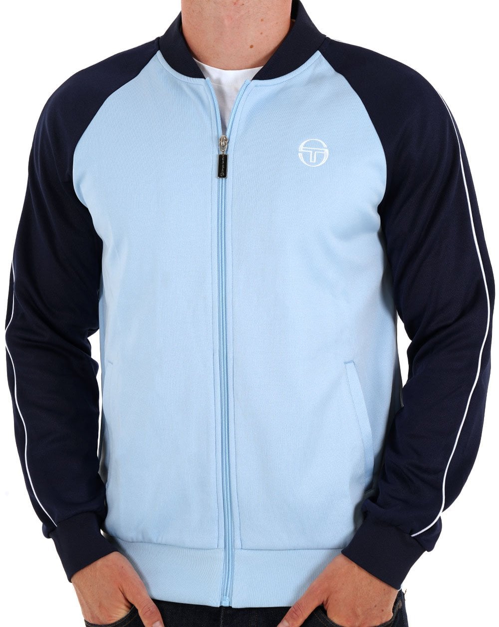 Sergio Tacchini Retro-Trainingsoberteil, Himmelblau/Marineblau