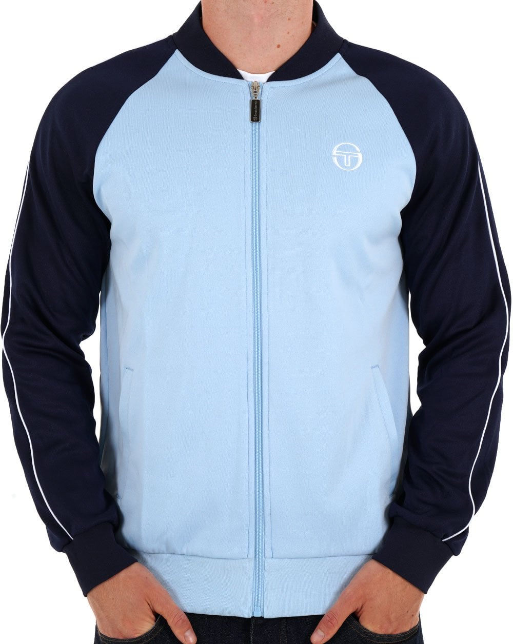 Sergio Tacchini Retro-Trainingsoberteil, Himmelblau/Marineblau