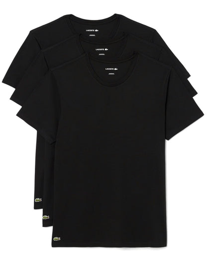 Lacoste – Dreierpack Lounge-T-Shirts in Schwarz