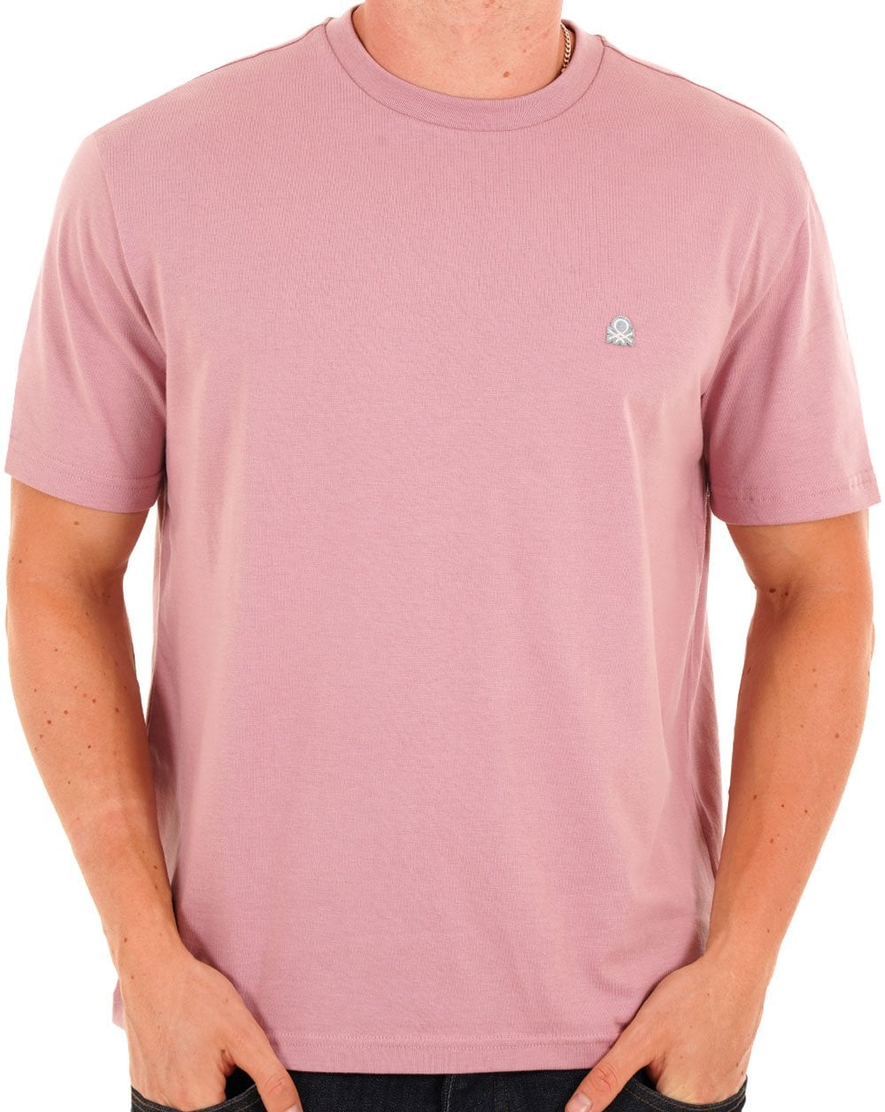 Benetton – T-Shirt mit kleinem Logo in Altrosa