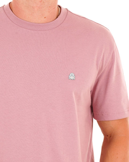Benetton – T-Shirt mit kleinem Logo in Altrosa