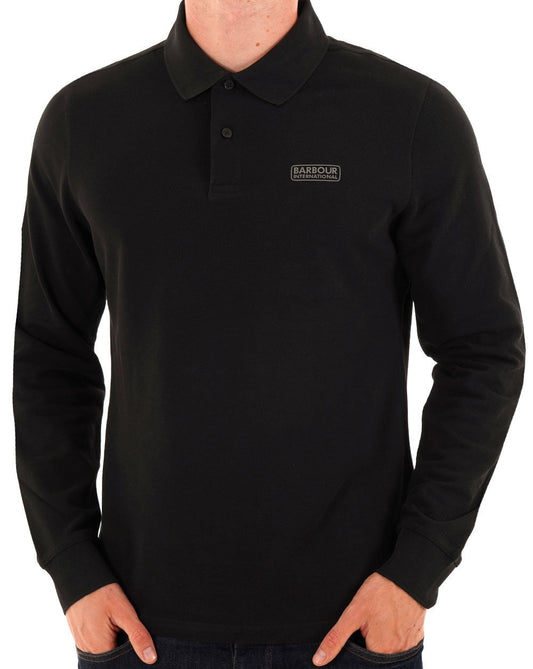 Barbour International Barbour International Langarm-Polo Schwarz/Zinn