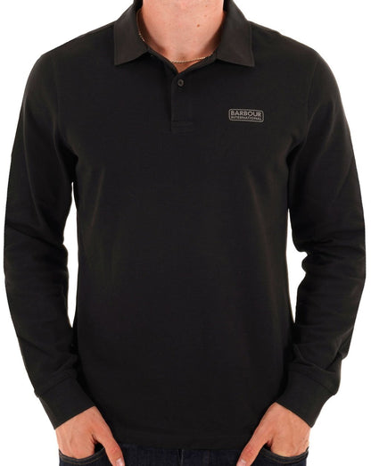 Barbour International Langarm-Polo Schwarz/Zinn