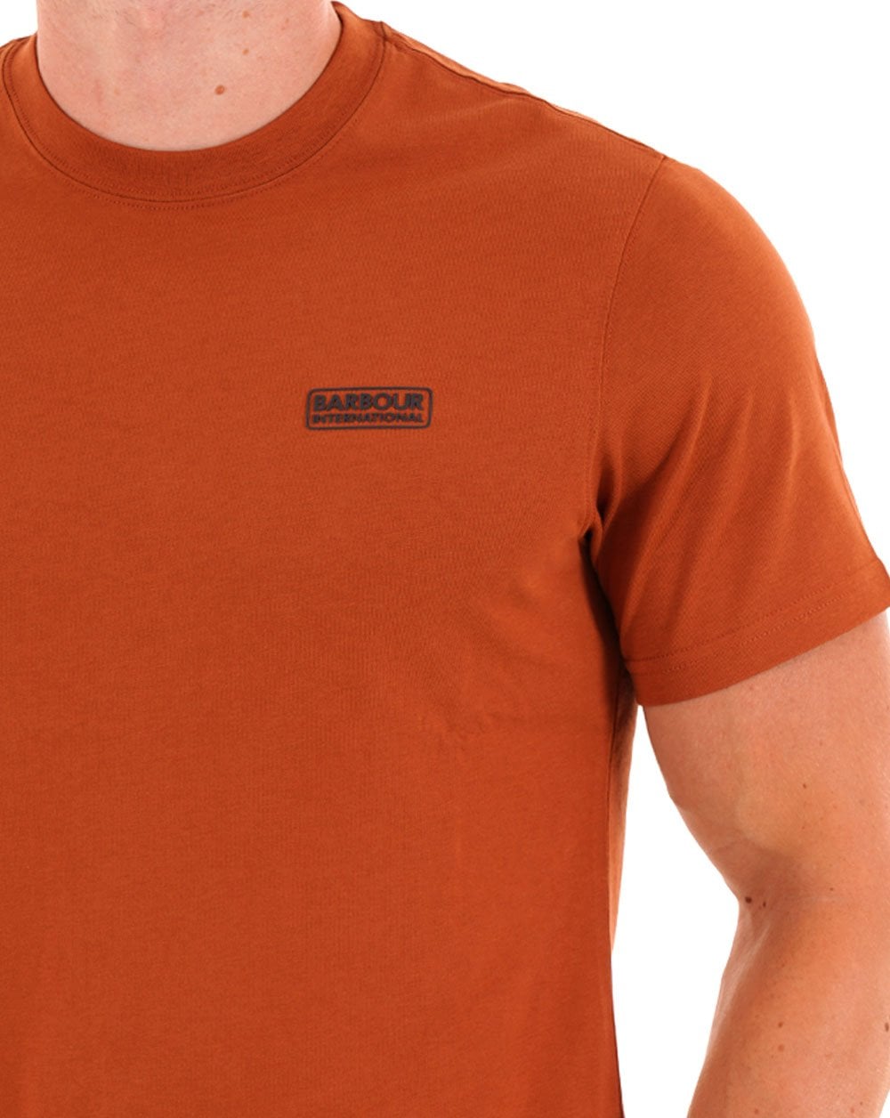 Barbour International – T-Shirt mit kleinem Logo in dunklem Ingwer