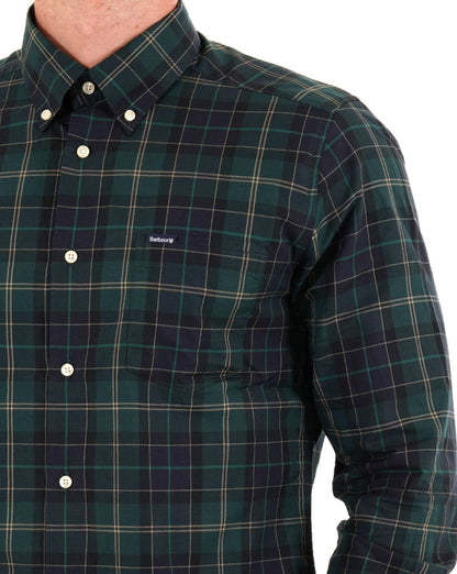 Barbour Wetherham Tailored Hemd Grün Loch