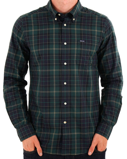 Barbour Wetherham Tailored Hemd Grün Loch