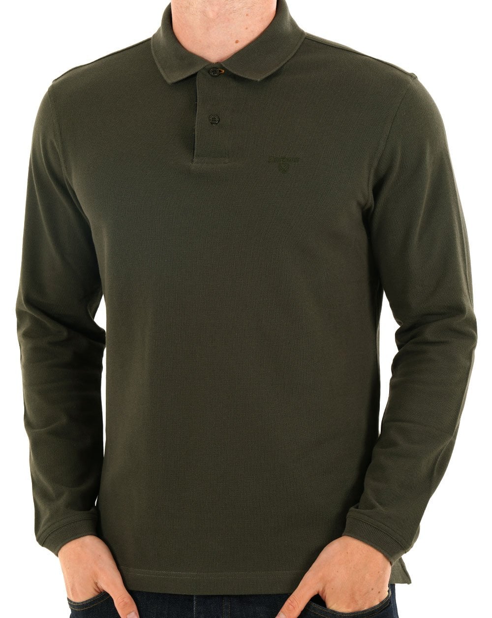 Barbour Langarm-Sportpolo Grün