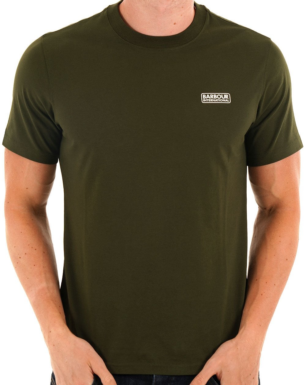 Barbour International – T-Shirt mit kleinem Logo in Salbeigrün
