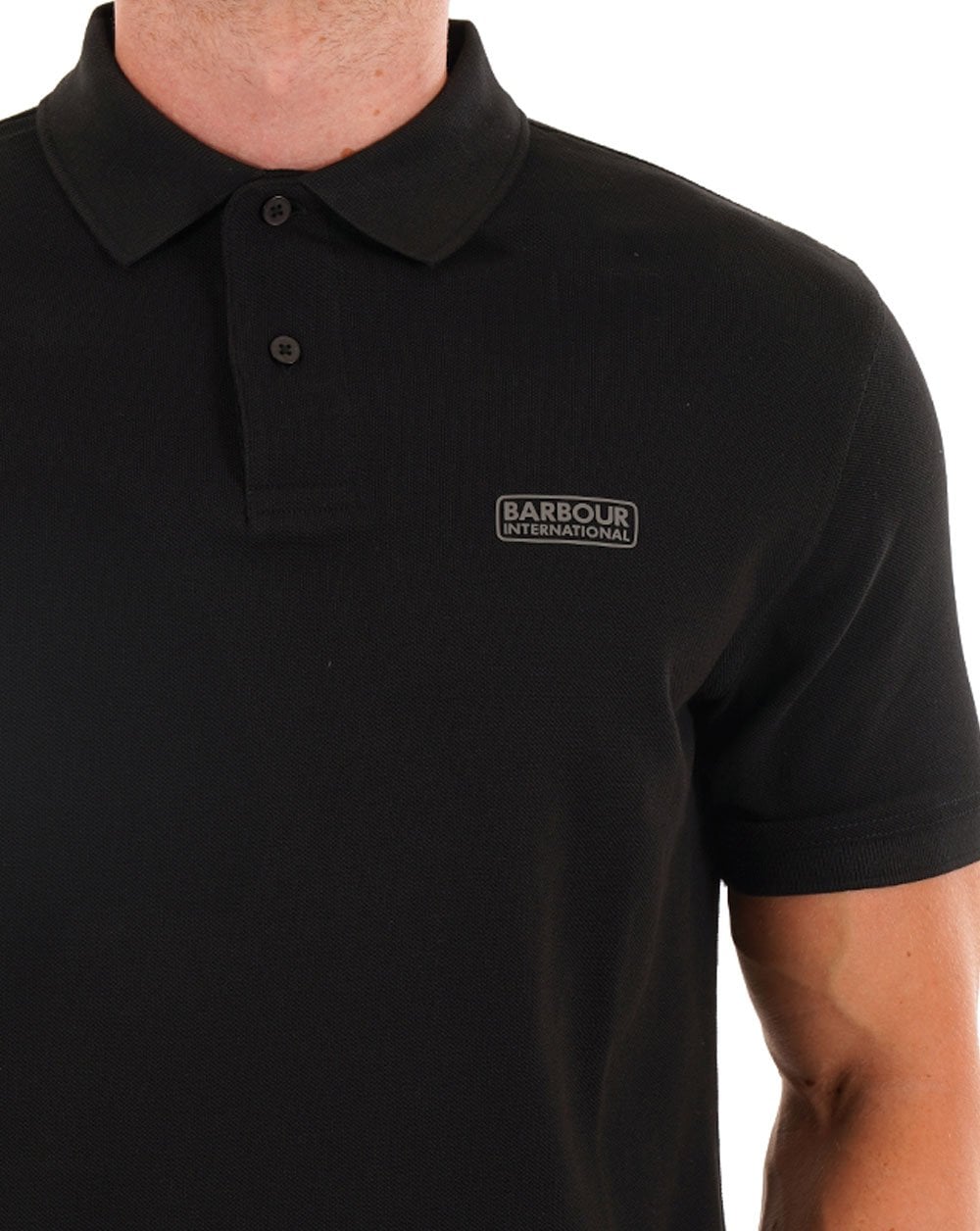 Barbour International Essential Polo Schwarz/Zinn