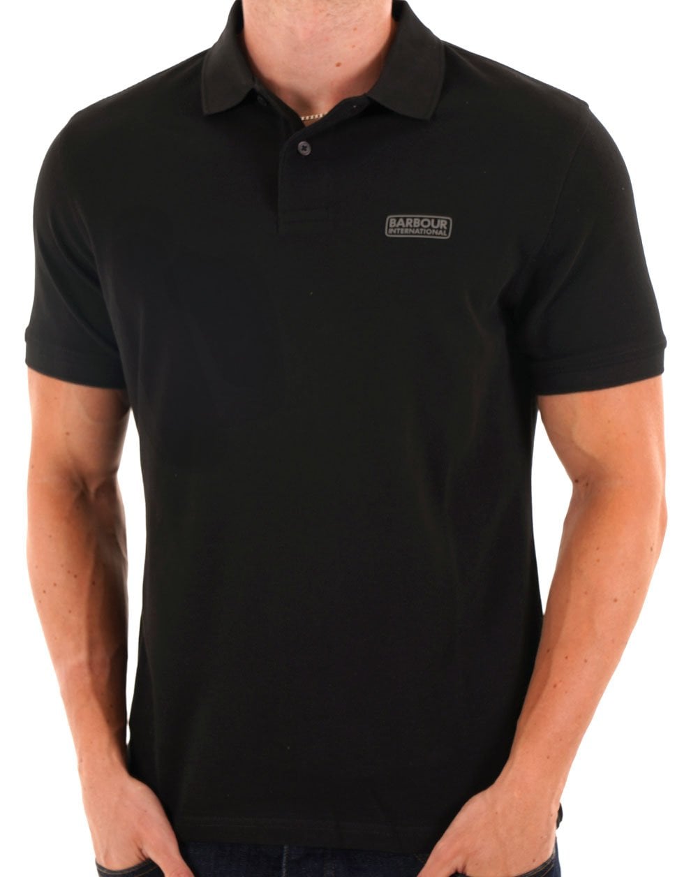Barbour International Essential Polo Schwarz/Zinn