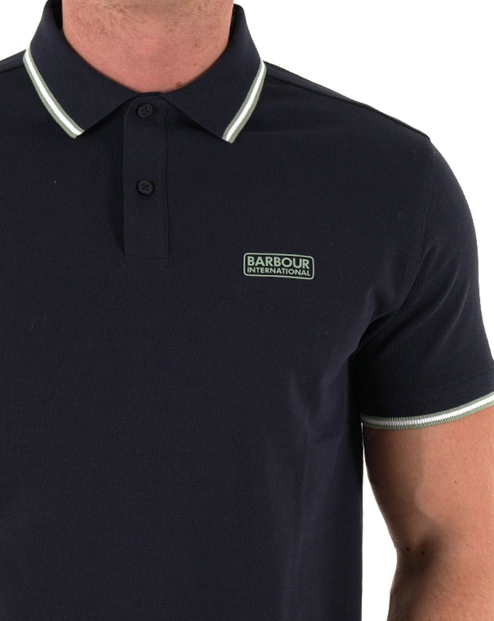 Barbour International – Poloshirt „Evan“ mit Tipped-Muster in Marineblau