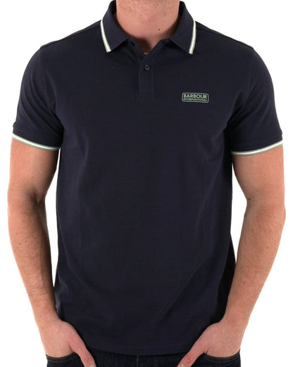 Barbour International – Poloshirt „Evan“ mit Tipped-Muster in Marineblau