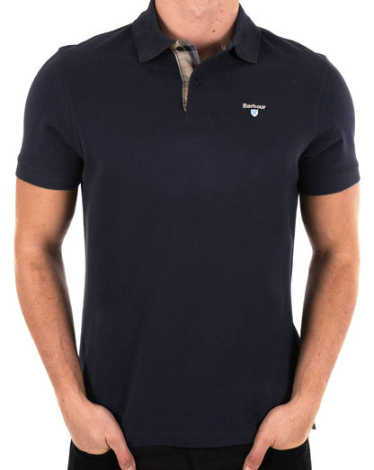 Barbour Tartan Pique Poloshirt Marineblau