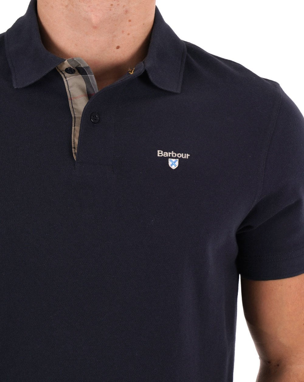 Barbour Tartan Pique Poloshirt Marineblau