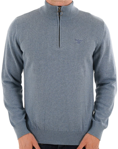 Barbour Baumwoll-Strickjacke mit halbem Reißverschluss, Blaustein