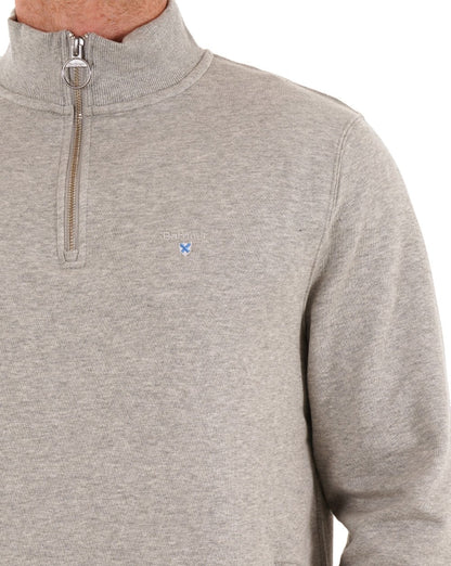 Barbour – Beckhill – Sweatshirt mit halbem Reißverschluss, Grau meliert