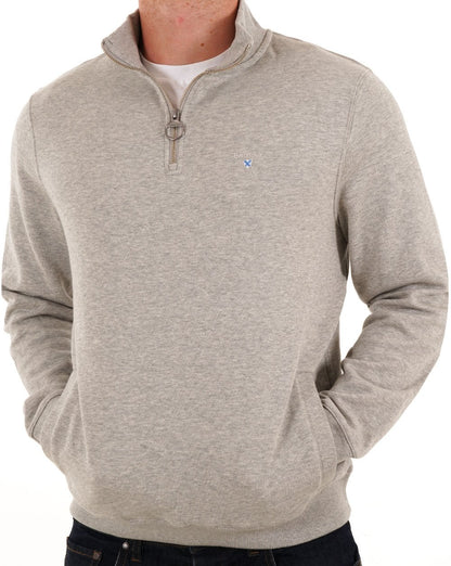 Barbour – Beckhill – Sweatshirt mit halbem Reißverschluss, Grau meliert
